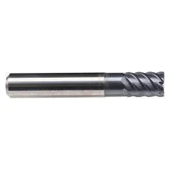 Emuge 1825A.005 Hard-Cut 1825A Stub Length Square End Mill, 5 mm Dia Cutter, 9 mm Length of Cut, 6 Flutes, 6 mm Dia Shank, 54 mm OAL, TiAlN