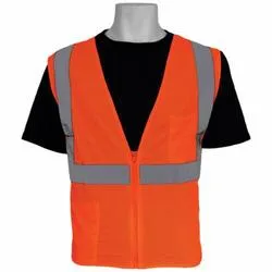 FrogWearâ„¢ GLO-006-L Safety Vest, L, Hi-Viz Fluorescent Orange, Polyester Mesh, Zipper Closure, 2 Pockets, ANSI Class: Class 2