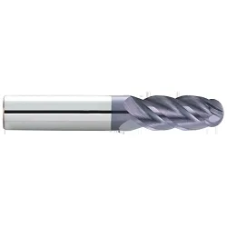 GARR 28570 VRX Ball End Center Cutting High Performance End Mill, 1/4 in Dia Cutter, 3/8 in Length of Cut, 4 Flutes, 1/4 in Dia Shank, 2 in OAL, AlTiN