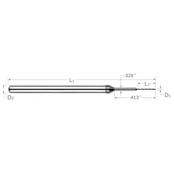 Harvey Tool 20043 Holemaking Miniature Drill, 0.1 mm Drill - Metric, Uncoated