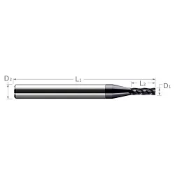 Harvey Tool 73049-C3 Center Cut Miniature End Mill, 0.049 in Dia Cutter, 0.147 in Length of Cut, (4) Flutes, 1/8 in Dia Shank, 1-1/2 in OAL, AlTiN