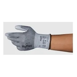 HyFlex® 11755090 Light Duty Cut-Resistant Gloves, 9, Polyurethane Coating, HPPE/Polyurethane/Polyester/Spandex®/Tungsten, Knit Wrist Cuff, Resists: Abrasion, Cut and Oil, ANSI Cut-Resistance Level: A5, Left/Right Hand