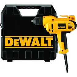 DeWALT® DWD115K Corded Heavy Duty Reversible Drill Kit With Keyless Chuck, 3/8 in Keyless Chuck, 120 V AC, 0 to 2500 rpm Speed, 12-3/4 in OAL