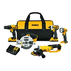 DeWALT® 20V MAX* MATRIX™ DCK521D2 5-Tool Cordless Combination Kit, Tools: Drill, Impact Driver, Circular Saw, Grinder, Worklight, 20 V DC, 2 Ah Lithium-Ion