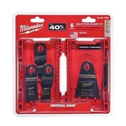 Milwaukee® 48-90-1006 Multi-Tool Blade Kit With Universal Shank, For Use With Milwaukee®, Bosch® (Non-Starlock™), SKIL®, Makita®, Craftsman®, Fein® (Non-Starlock™), Ridgid®, AEG®, Ozito® and Ryobi® Professional Grade Oscillating Multi-Tool