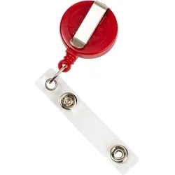 Brady® 95072 Retractable Round Case Badge Holder, Heavy Duty Nylon Cord/Plastic Reel/Vinyl Strap, Red