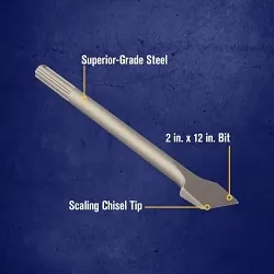 Irwin® 332008 Scaling Chisel, For Use With Demolition Chisel Hammer Bits, 2 in Head, 12 in OAL, SDS Max® Shank