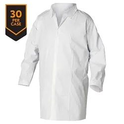 KleenGuardâ„¢ 36263 A20 Breathable Frock, L, White, MICROFORCE Barrier SMS Fabric, Front Snap Closure, TAA Complaint, NFPA 99