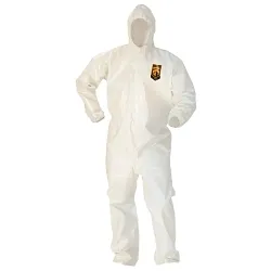 KleenGuard™ 45643 A80 Disposable Coverall With Respiratory Fit Hood, L, White, Saranex® 23-P Film/Fabric