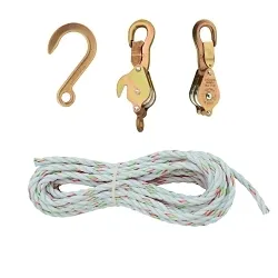 KleinĀ® 1802-30 Block and Tackle With Standard Hooks, 3/8 in Dia x 300 in L Rope