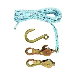 KleinĀ® 1802-30SR Block and Tackle With Standard Hooks, 750 lb Lifting, 3/8 in Dia x 25 ft L Rope