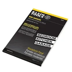 Klein® 56254 Pre-Printed Wire Marker, 5-1/2 in L x 3-21/64 in W, Black Print on White, Cloth
