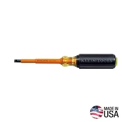 Klein® 602-4-INS Screwdriver, 1/4 in Cabinet Point, Steel Shank, 8.313 in OAL, Plastic Handle, Black Oxide, ASTM F1505