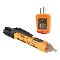 KleinĀ® NCVT1XTKIT Non-Contact Voltage and GFCI Receptacle Premium Test Kit, 2 Pieces, For Use With Non-Contact Detection and Testing of AC Voltage(NCVT1XT) and Determine Wiring Condition in Outlet(RT210), Polymer