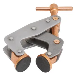 MAG-MATE® Kant-Twist® NO-MAR® K010TP Cantilever Clamp With Non-Marring Round Flat Pad Copper Plated Jaw, Screw and T-Handle, 1/2 in Opened, 1/2 in Closed D Throat, 1 in Clamping, 1 in Jaw Opening, Steel Body, 350 lb