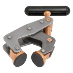 MAG-MATE® Kant-Twist® NO-MAR® K010TPW Cantilever Clamp With Non-Marring Round Flat Pad Copper Plated Jaw, Screw, T-Handle and Weaver Grip™, 1/2 in Opened, 1/2 in Closed D Throat, 1 in Clamping, 1 in Jaw Opening, Steel Body, 350 lb