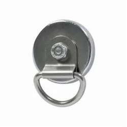 MAG-MATE® MX1000DL L-Style Round Ceramic Cup Magnet Assembly With D Shaped Loop and Holder, 1.24 in W x 3/8 in H, Strontium Ferrite