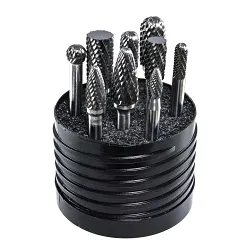 DRILLCO 70S004SC Burr Set, Single Cut, 10 Pieces