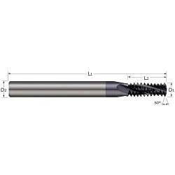 MICRO 100® TM-750-16X Multi-Form Thread Milling Cutter, 3/4-16 Thread UN Thread, 4 in OAL, (4) Flutes, 0.5 in Dia Shank