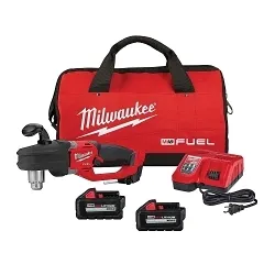 Milwaukee® 2807-22 M18™ FUEL™ Hole Hawg™ Cordless Right Angle Drill Kit, 1/2 in Keyed Chuck, 18 V, 1550 rpm No-Load, 15.6 in OAL, Li-Ion Battery