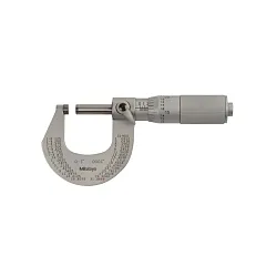 Mitutoyo 101-117 Imperial Outside Micrometer, 0 to 1 in, Graduations: 0.0001 in, Carbide Tip, Satin Chrome