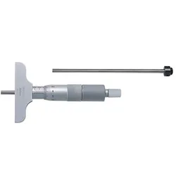 Mitutoyo 129-109 Interchangeable Rod Metric Depth Micrometer, 0 to 50 mm, Graduations: 0.01 mm