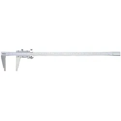 Mitutoyo 160-101 Vernier Caliper With Nib Style Jaws and Fine Adjustment, 20 to 600 mm Measuring, Graduations 0.02 mm, 100 mm D Jaw, Stainless Steel, Satin Chrome