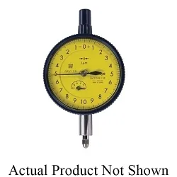 Mitutoyo 2056SB-01 2 Series Flat Back Metric Dial Indicator With 3/8 in Stem, 25 mm, 0 to 100 Dial Reading, 0.01 mm, 57 mm Dial, #4-48 UNF Tip