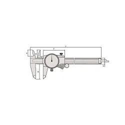 Mitutoyo 505-685 Dial Caliper, 0 to 150 mm, Graduation 0.01 mm, 1 mm/rev, 21 x 40 mm D Jaw, Stainless Steel, TiN Coated
