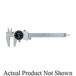 Mitutoyo 505-734 Standard Dial Caliper, 0 to 150 mm, Graduation 0.02 mm, 2 mm/rev, 21 x 40 mm D Jaw, Stainless Steel, TiN Coated