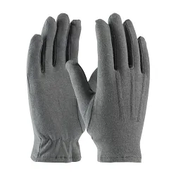 PIP® Cabaret™ 130-100GM Cabaret™ Men's Dress Gloves With Raised Stitching on Back, Cotton, Gray, Unlined Lining, Open Cuff, 9.7 in L, Resists: Abrasion and Cut