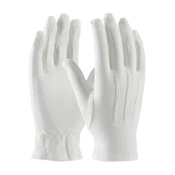 PIP® Cabaret™ 130-100WM/L Dress Gloves With Raised Stitching on Back, L, Cotton, White, Unlined Lining, Open Cuff, 9.7 in L