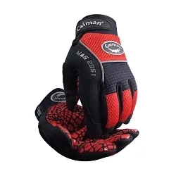 Caiman® 2951-4 2951 Multi-Purpose Gloves, M, Synthetic Leather Palm, Red, Silicone Coating