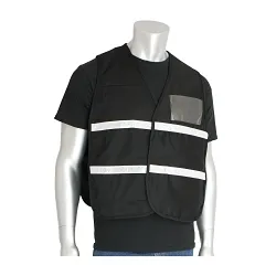 PIP® 300-1502/M-XL Incident Command Vest, M/XL, Black, Polyester, 42.1 in Chest, Hook and Loop Closure