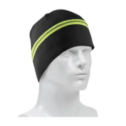 PIP® 360-BEANNIEBK Single Layer Winter Beanie Cap With Reflective Stripe, Universal, 9.5 in W x 8.3 in H Head, Black, Polyester