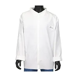 PIP® 3617/L 3617 BA Water Resistant Protective Shirt, L, White, Microporous/Polyethylene/Polypropylene, Front Snap Closure