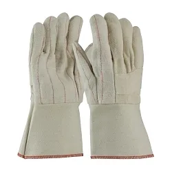 PIP® 94-932G Premium Grade Hot Mill Gloves, Universal, Cotton/Canvas, Natural, Burlap, Gauntlet Cuff, 12.7 in L