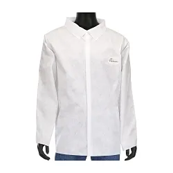 PIP® C3817/XXXL C3817 M3 Anti-Static Protective Shirt, 3XL, White, Polypropylene/SMMMS, Front Snap Closure