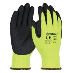 PIP® HVG700SLC/M HVG700SLC Unisex General Purpose Gloves, Work, Seamless Style, M, Latex Palm, 10 Ga Cotton/Polyester, Black/Hi-Viz Green, Band Top Cuff, Resists: Abrasion, Cut and Puncture, Cotton/Polyester Lining