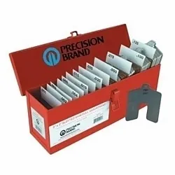 Precision Brand® 42965 Plain Slotted Shim Kit, 0.001 in THK Min, 4 in W x 4 in L, 300 Stainless Steel