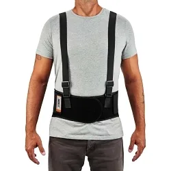 ProFlex® 11101 1600 Standard Back Support Brace With Suspenders, XS, Up to 25 in Fits Waist, 9 in W, Elastic/Rubber Webbing, Black, Hook and Loop Closure