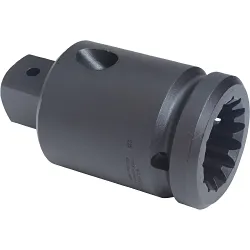 Proto® J09902 Impact Socket Adapter, Black Oxide, Imperial, Square x Spline Drive, 1 in Male Drive, #5 Female Drive, Female x Male Adapter, Steel