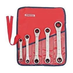 Proto® J1190MA Ratcheting Box Wrench Set, 7 x 8 to 15 x 17 mm Drive, 5 Pieces, Full Polished