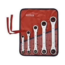 Proto® J1190MLO Reversible Ratcheting Box Wrench Set, 7 x 8 to 15 x 1 mm Drive, 5 Pieces, Full Polished