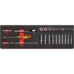 Proto® J47116KV Socket Set, 6 Points, 1/4 in Drive, 25 Pieces, Foam Tray Container