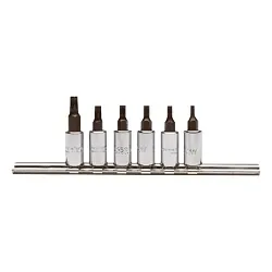 Proto® J4739C Socket Bit Set, 1/4 in Drive, T10 to T30 Torx, 6 Pieces, Full Polished