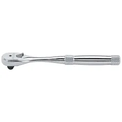Proto® J4749XLHS Non-Insulated Hand Ratchet, 1/4 in Drive, Pear Head, 5-45/64 in OAL, Steel, Polished Chrome/Nickel Plated, ASME B107.500