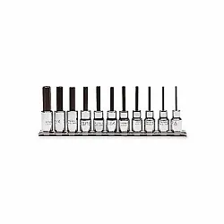 Proto® J4770-11 Socket Bit Set, Imperial, 1/16 to 5/16 in Hex, 1/4 in Drive, 11 Pieces, Full Polished