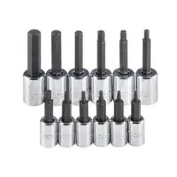 Proto® J4770-12 Socket Bit Set, 1/16 to 9/64 in Hex, 1/4 in, 3/8 in Drive, 12 Pieces, Polished Chrome, ASME Specified