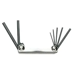 Proto® J4974 Folding Short Arm Hex Key Set, 7 Pieces, 1.5 to 6 mm Hex, Foldable Handle, Alloy Steel, Black Oxide